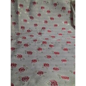 Vintage Floral Brocade Fabric, Pink Gold Roses, Reversible 10 Ft X 38 Inches,